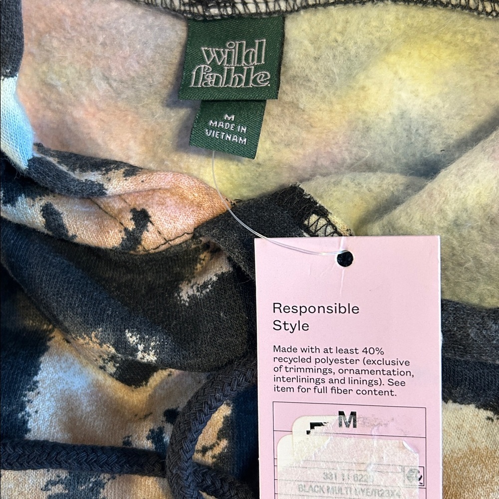 NWT Wild Fable cropped hoodie, black multicolor, size medium. - Picture 4 of 6